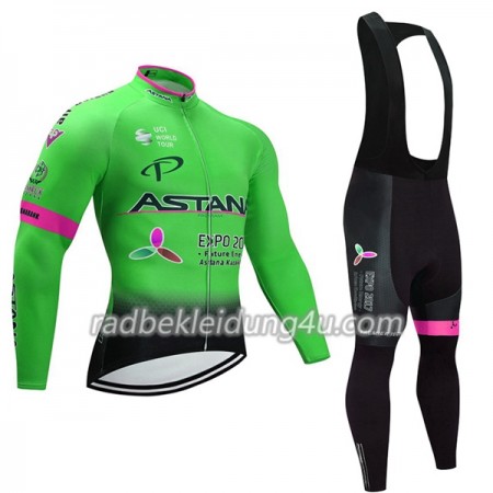 Set Langarmtrikot + Trägerhose Lange 2017 Astana Pro Team Damen N002